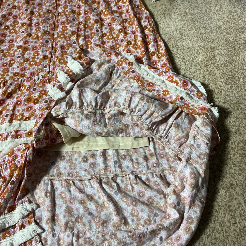 Piper & Scoot Exclusive Cottagecore Floral Smocked Dress Fringe XL PSD3518C - Picture 4 of 8